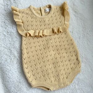 Quincy Mae Cream Knit Ruffle Bodysuit